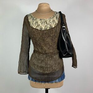 Y2K Alberto Makali Sheer Beaded Mesh Top